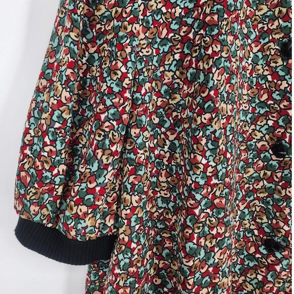 Vintage Floral Button Front Blouse Black Trim Size 20 Made in USA - Picture 10 of 12